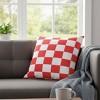 Checkerboard Red 18x18 inch Climaweave Pillow – Indoor Outdoor by Manual Woodworkers and Weavers - 3 of 3