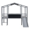 PAGED Twin over Twin Bunk Bed House Shaped Wooden Bed Frame with Guardrails and Slide for Bedroom - 4 of 4