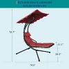Outdoor Hanging Chaise Lounge Chair with Removable Canopy and Pillow, Curved Steel Hammock Swing for Patio or Garden - 2 of 4