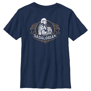 Boy's Star Wars: The Mandalorian Grogu and Din Djarin Dadalorian Banner Sketch T-Shirt - 1 of 4
