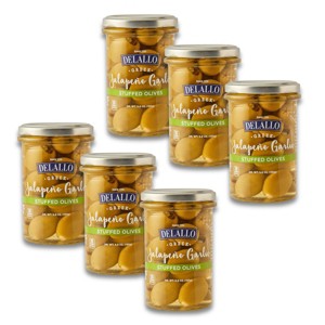 DeLallo Garlic & Jalapeño Stuffed Olives, 5.8 oz Jar, (6 pack) - 1 of 4