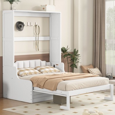 CAVINAS Queen Size Murphy Bed Sleek Foldable Bed Frame with Chair and Cushion for Bedroom