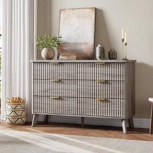 47.2" Modern Fluted Dresser - 6-Drawer Wooden Chest w/ Curved Profile for Bedroom, Living Room, Kids Room, Hallway & TV Stand - 1 of 4