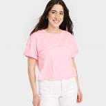 Pride Adult 'Live Laugh Lesbian' Cropped Short Sleeve T-Shirt - Pink