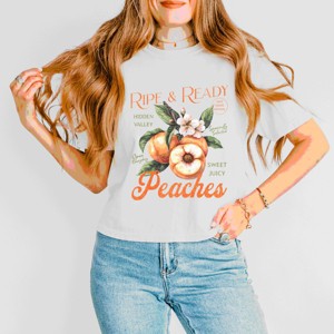Simply Sage Market Ripe & Ready Peaches Boxy Crop Top - 1 of 4