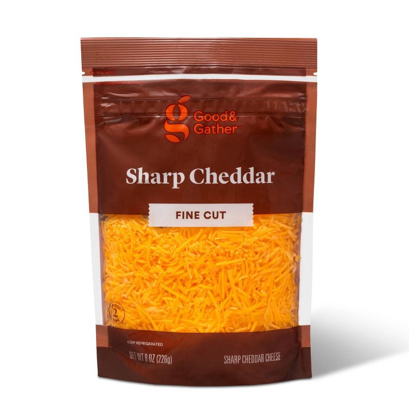 Fine Cut Sharp Cheddar Cheese - 8oz - Good &#38; Gather&#8482;, 1 of 4