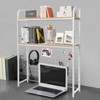 YIYIBYUS Bookcase 2-Tier Multipurpose Countertop Display Shelf Adjustable Wood Rack Organizer - White - 2 of 4