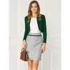 INSPIRE CHIC Women's Solid Open Front Curved Hem Stretchy Fabric Crop Bolero Shrug - 4 of 4