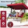 Tangkula 3-Seat Patio Swing w/ Canopy & Removable Cushions & Side Pockets Stand - 2 of 4