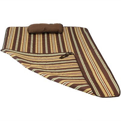 Sunnydaze Outdoor Weather-Resistant Polyester Quilted Hammock Cushion Pad and Hammock Pillow with Ties - Desert Stripe