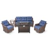 Buenhomino 5 Piece Outdoor Patio Furniture Set with 50000 BTU Propane Fire Pit Table, Deep Seating Wicker Swivel Rocker Chairs Patio Conversation Set - 2 of 4