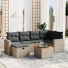 vidaXL Patio Sofa Set with Cushions Outdoor Furniture 7 Piece Poly Rattan - Gray without storage - 2 of 4
