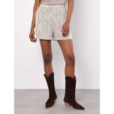 Women's Sequin Pullon Shorts - APRICOT