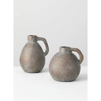 Sullivans Set of 2 Jug Vases 7.25"H & 6"H brown