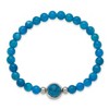Chisel Stainless Steel Polished 6mm Blue Apatite Beaded 7" Stretch Bracelet - 3 of 4