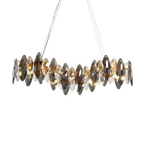 LNC Incandescencia Luxury and Glam Crystal Drum Chandeliers,Gold and Gray,23.2in/32in/37.5in - 1 of 4