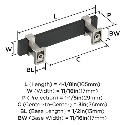 Overton Brushed Matte Black and Satin Nickel Bar Pull
