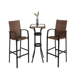 Gewnee 3 Pieces Outdoor Bar Stools Set - 1 of 4