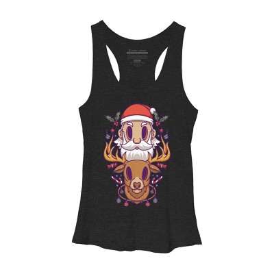 Women's Design By Humans Santa and The Reindeer By PentoolKnight Racerback Tank Top