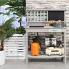 Dracelo Outdoor Wooden Potting Bench Table with Removable Sink, Garden Work Bench with Chalkboard, Drawer, Open Shelf Storage, Light Gray - 2 of 4