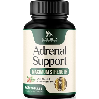 Adrenal Support Supplement 1300mg Natural Stress Relief & Cortisol Manager Pills - 60 Capsules