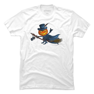 Men's Design By Humans Halloween flying pumpkin By officegeekshop T-Shirt