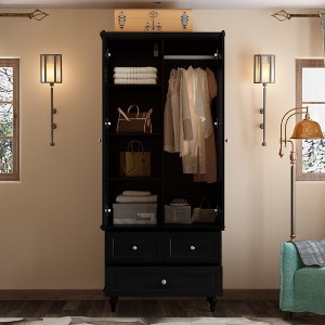 FUFU&GAGA Wardrobe Closet Classic Style 2 Door with Tall Legs - 1 of 4