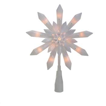 Northlight 9-Inch Lighted White Snowflake Christmas Tree Topper - Clear Lights