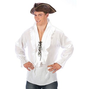 Halloween Express Men's Fancy Pirate Shirt Halloween Costume - Size One Size Fits Most - White - 1 of 1