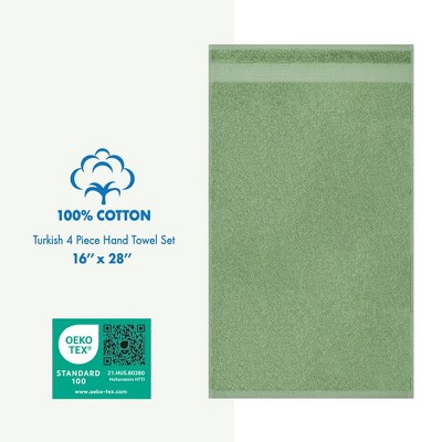 Sage Green Heavyweight Turkish Cotton 4-Piece Hand Towel Set