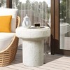 LuxenHome Off White MgO Round 18.5-Inch Tall Side Table, Indoor and Outdoor Off-White - 2 of 4
