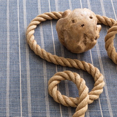 Samson Navy and White Striped Handwoven Synthetic Rug, 5' x 8'