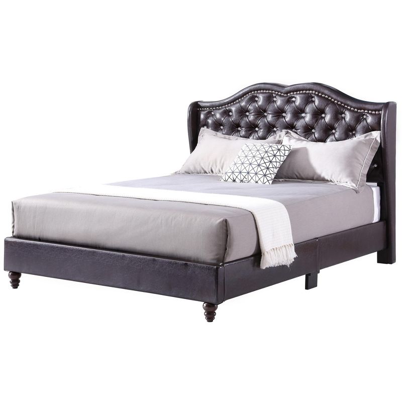 Passion Furniture Joy Jewel Jewel Tufted Queen Panel Bed, 1 of 4