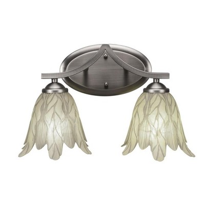 Toltec Lighting Zilo 2 - Light Vanity in  Graphite with 7" Vanilla Leaf Shade