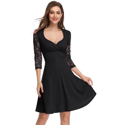 Women's Lace Evening Dresses Chiffon Wrap Cocktail Party for Wedding Guest