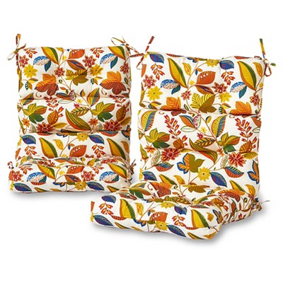 Set of 2 Esprit Floral Outdoor High Back Chair Cushions - Kensington Garden