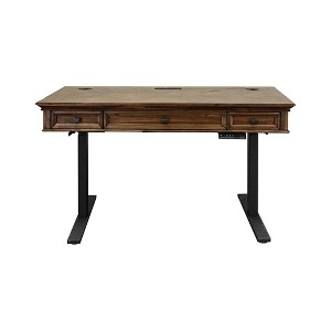 Porter Traditional Wood Electronic Sit/Stand Desk Brown - Martin Furniture: Herringbone Pattern, Gold Undertones, All Purpose Drawer - 1 of 4