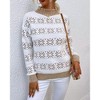 Coolmee Women's Ugly Christmas Sweater Xmas Snowflake Turtleneck Long Sleeve Knitted Pullover Holiday Party Knitwear - 2 of 4