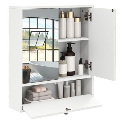 Tangkula Wall-Mounted Bathroom Cabinet with Mirror Double Door Home Storage w/ 3-Level Adjustable Shelf