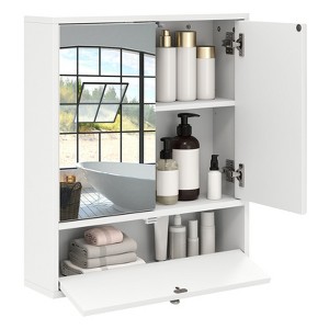 Tangkula Wall-Mounted Bathroom Cabinet with Mirror Double Door Home Storage w/ 3-Level Adjustable Shelf - 1 of 4