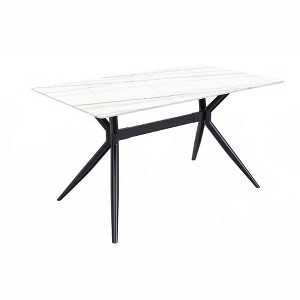 LeisureMod Elega Modern Dining Table Rectangular Tabletop and Durable Black Stainless Steel Base for Kitchen and Dining Room - 1 of 4