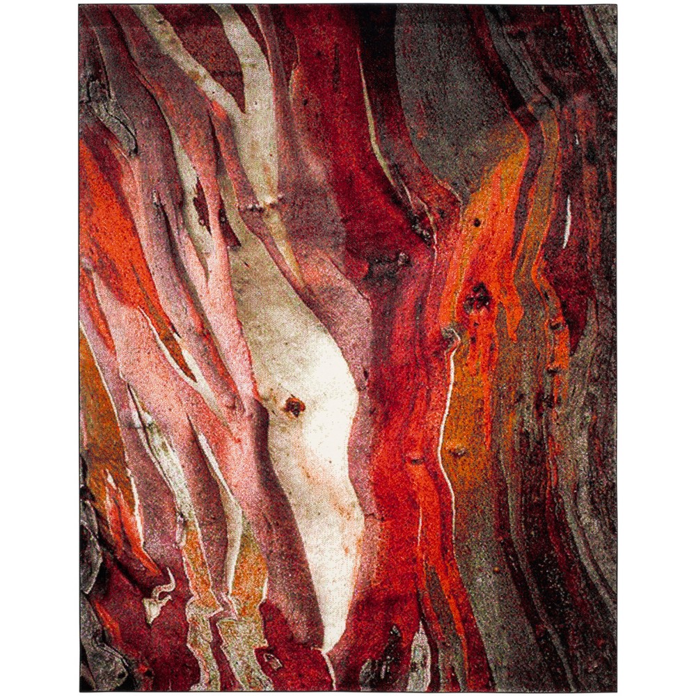  Loomed Tie Dye Design Area Rug Red