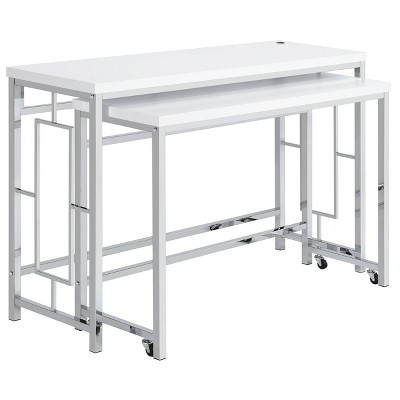 Modern Chrome and White 4-Piece Counter Height Dining Set