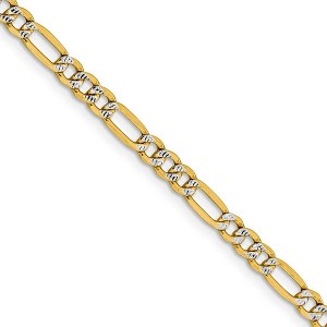 Black Bow Jewelry 4mm 14k Yellow Gold & Rhodium Hollow Pave Figaro Chain Necklace - 1 of 4