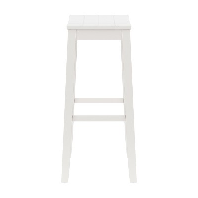 30" White Wood Backless Saddle Bar Stool