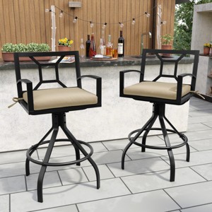 Crestlive Products Aluminum Outdoor Swivel Bar Stools with Sunbrella Cushion Patio Counter Height Barstools - 1 of 4