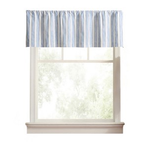 Ellis Curtain Saratoga Stripe 100% Cotton Tailored Rod Pocket Valance 50" x 16" Blue - 1 of 4
