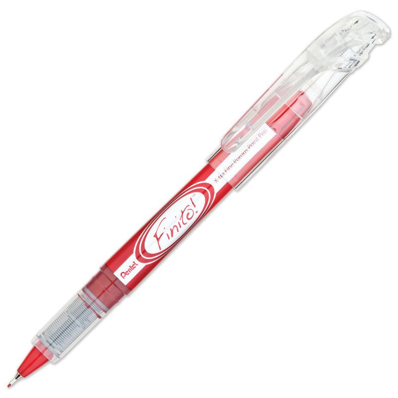 Pentel FINITO! Porous Point Pen, Extra Fine Point, Red, Pack of 12, 1 of 2