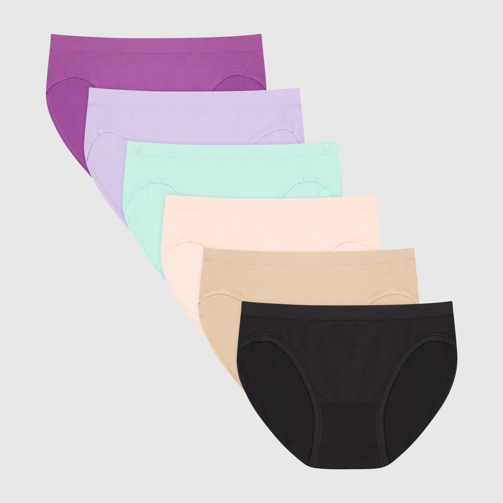 Hanes Women's 6pk Comfort Flex Fit Seamless Bikini Underwear - Colors May Vary XL: Nylon-Spandex Blend, Low Rise, Machine Washable