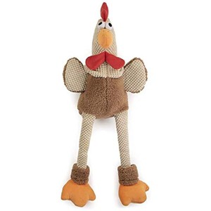 goDog Checkers Skinny Rooster Squeaky Plush Dog Toy, Chew Guard Technology - Brown, Extra Large - 1 of 1